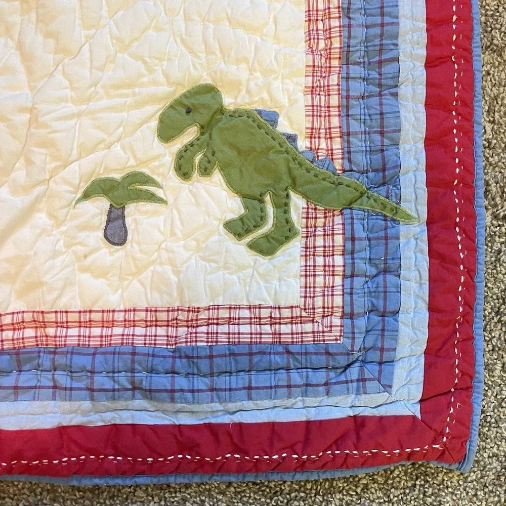 Pottery Barn Kids Dino‎ Dinosaur Quilted Standard Replacement Sham Blue Red